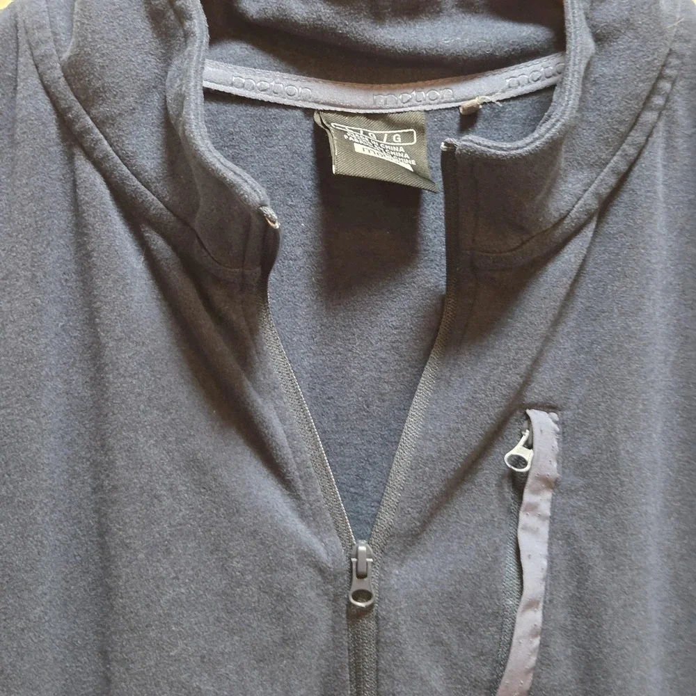 Motion Jacket Mens Large Blue Fleece Full Zip Stand Collar Zip Pockets